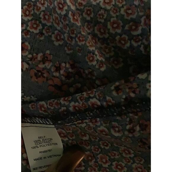 Poppi Womens Multi Color All Over Floral Print Short Bell Sleeve Blouse Size XL - Picture 6 of 8